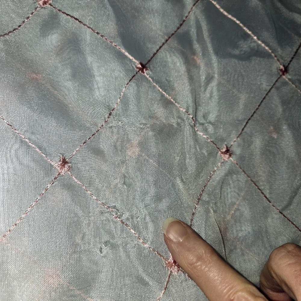 Mainstays 4 Sheer White Curtains with Pink Embroidery 27.5